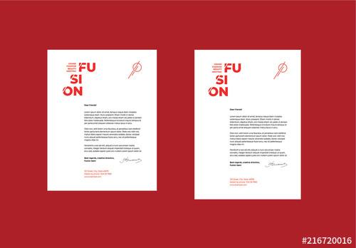 Letterhead Layout Set with Red Accents - 216720016 - 216720016