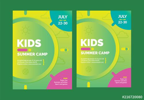 Kids Summer Camp Poster Layout Set - 216720080 - 216720080