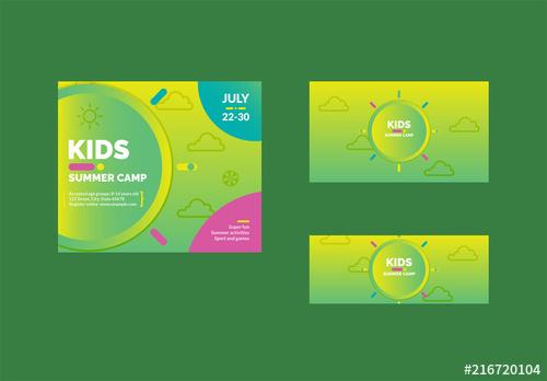 Kids Summer Camp Social Media Cover and Post Layout Set - 216720104 - 216720104