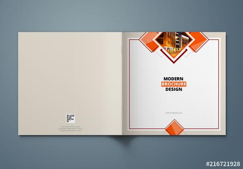 Orange Square Brochure Cover Layout - 216721928 - 216721928