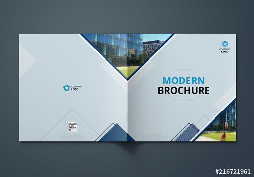 Blue Square Brochure Cover Layout - 216721961 - 216721961