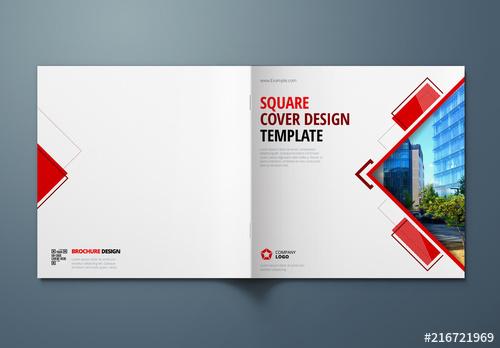 Red Square Brochure Cover Layout - 216721969 - 216721969