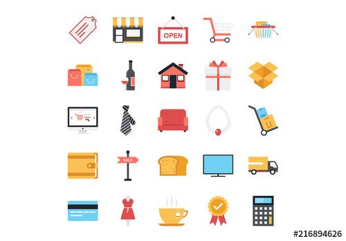 25 Shopping and Commerce Icons - 216894626 - 216894626