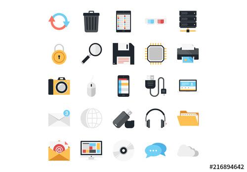 25 Technology and Media Icons - 216894642 - 216894642