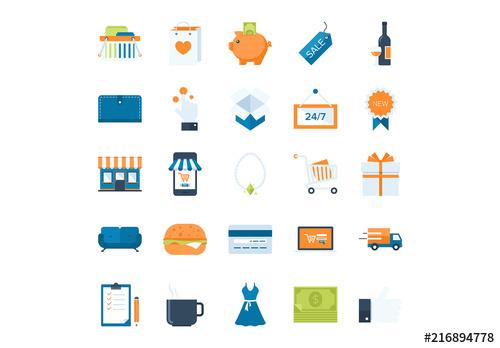 25 Shopping and Commerce Icons - 216894778 - 216894778