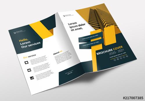 Brochure Layout with Yellow and Gray Accents - 217007385 - 217007385