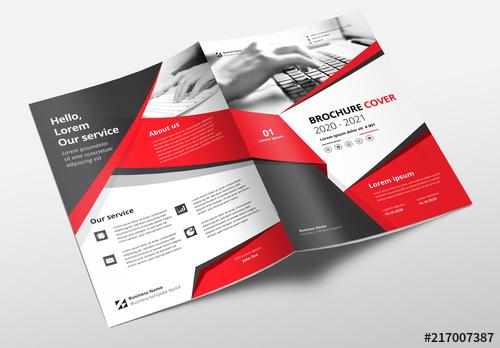 Brochure Layout with Red and Gray Accents - 217007387 - 217007387