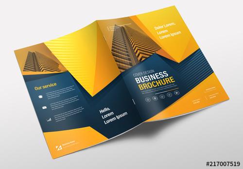 Brochure Layout with Orange and Blue Accents - 217007519 - 217007519