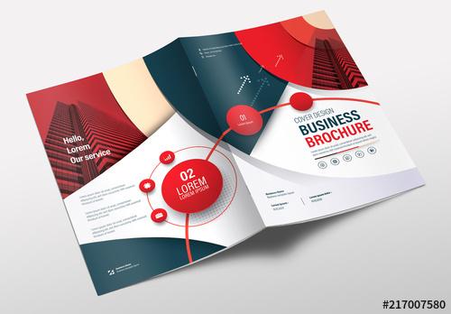 Brochure Layout with Red and Gray Accents - 217007580 - 217007580