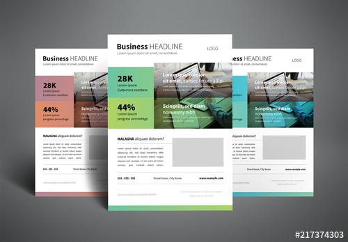 Business Flyer Layout with Two-Tone Color Bars - 217374303 - 217374303