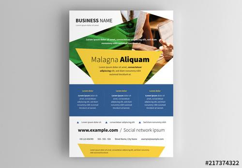 Business Flyer Layout with Triangle Photo Elements - 217374322 - 217374322