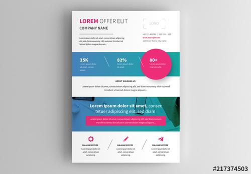 Business Flyer Layout with Magenta Accents - 217374503 - 217374503