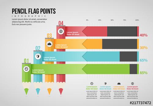 Pencil Flag Points Infographic Layout - 217737472 - 217737472