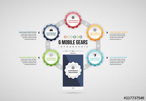 Six Mobile Gears Infographic Layout - 217737546 - 217737546