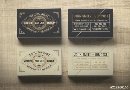 Vintage Business Card Layout with Ornaments - 217766150 - 217766150