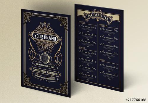 Vintage Menu Layout with Ornaments - 217766168 - 217766168