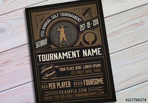 Vintage Golf Tournament Flyer Layout - 217766174 - 217766174