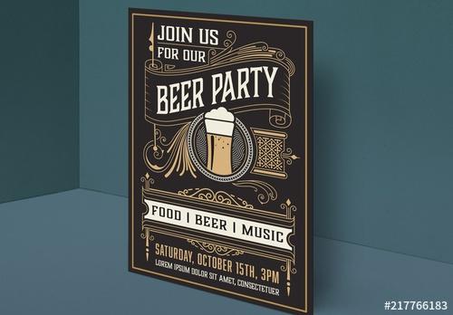 Vintage Beer Party Flyer Layout - 217766183 - 217766183