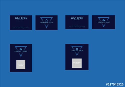 Business Card Layout Set with Blue Triangle Element - 217945926 - 217945926