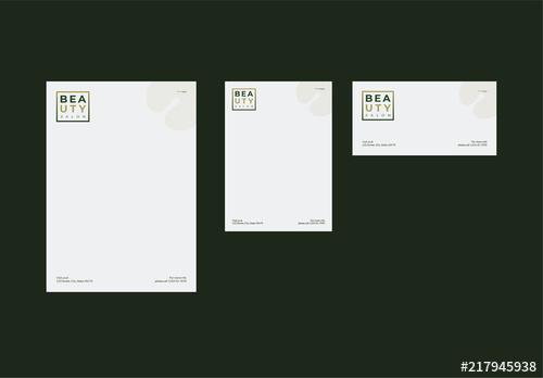 Envelope Layout Set with Green Gradient Box Element - 217945938 - 217945938