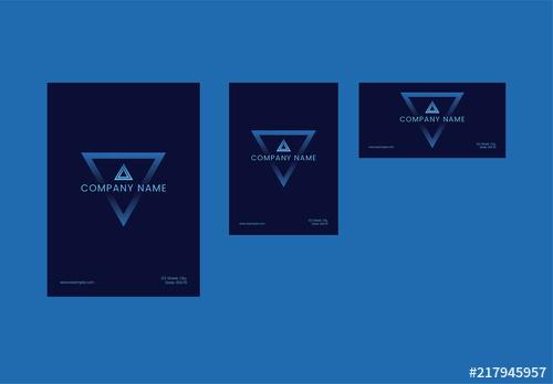 Envelope Layout Set with Blue Triangle Element - 217945957 - 217945957