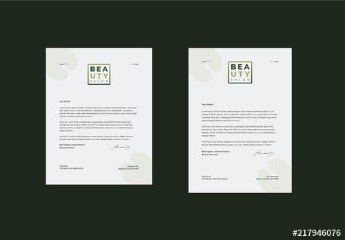 Letterhead Layout with Green Gradient Box Element - 217946076 - 217946076