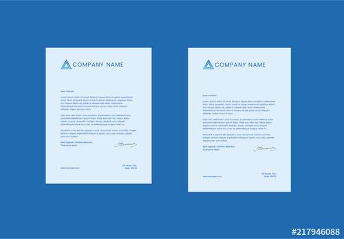 Letterhead Layout with Blue Triangle Elements - 217946088 - 217946088