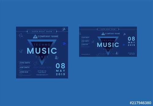 Social Media Feed Layout Set with Blue Triangle Element - 217946380 - 217946380