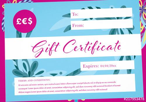 Gift Certificate Layout with Bright Colors - 217953478 - 217953478