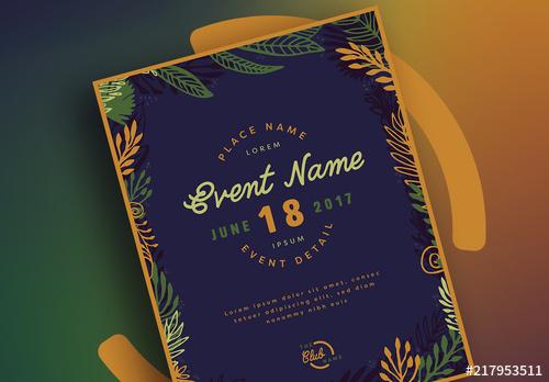 Event Flyer Layout with Dark Floral Elements - 217953511 - 217953511