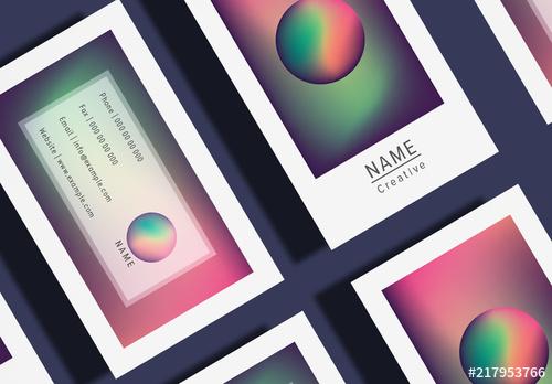 Business Card Layout with Gradient Shapes - 217953766 - 217953766