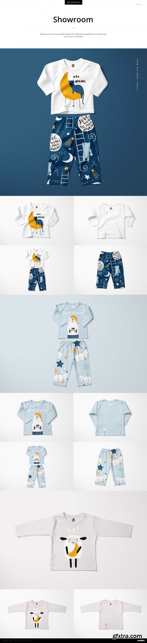 CreativeMarket - Baby Long Sleeve Pyjama Mockup Set 4309706