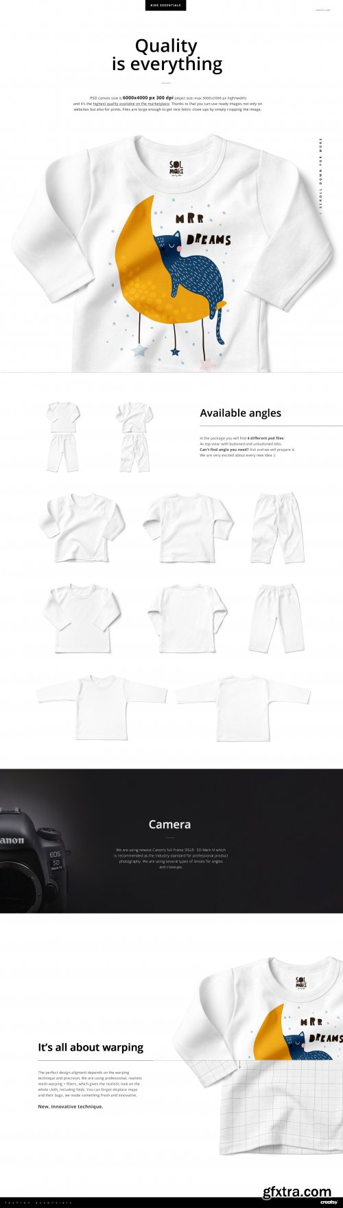 CreativeMarket - Baby Long Sleeve Pyjama Mockup Set 4309706