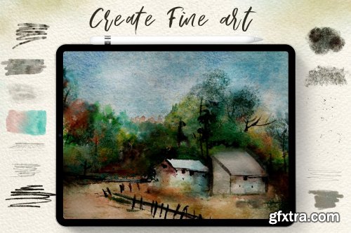 CreativeMarket - 75 Procreate Watercolor Brush Bundle 4313003