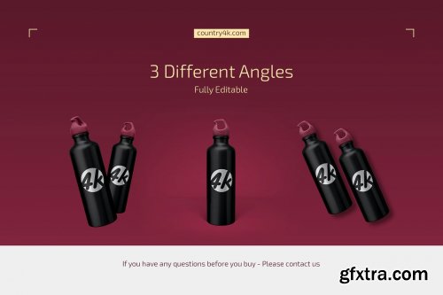 CreativeMarket - Aluminum Water Bottle Mockup Set 4351770