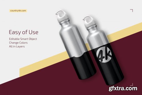 CreativeMarket - Aluminum Water Bottle Mockup Set 4351770