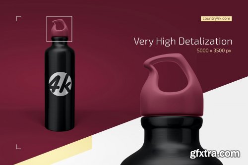 CreativeMarket - Aluminum Water Bottle Mockup Set 4351770