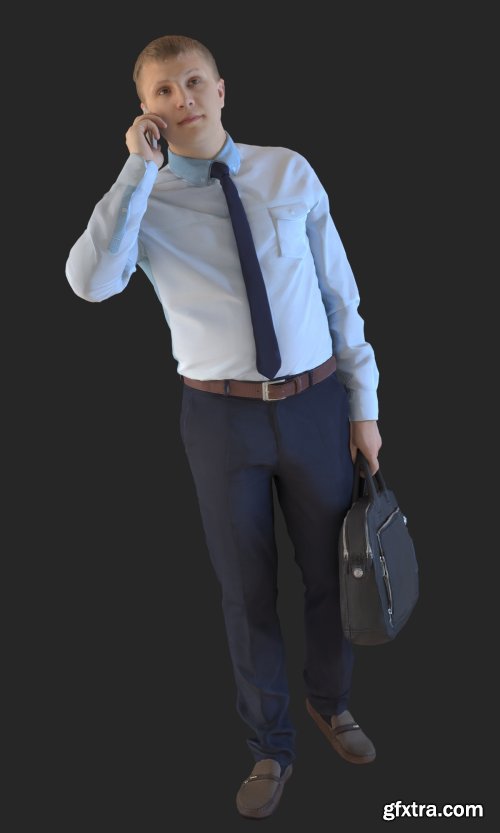 Business Man Talking to Cellphone 3d model