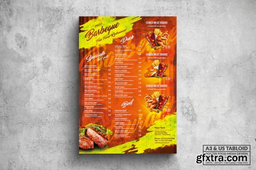 BBQ & Grill Poster Food Menu - A3 & US Tabloid 