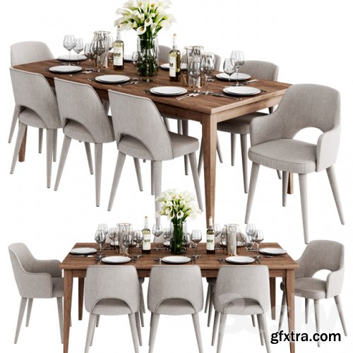  Coco Republic Dinning Set 3d model