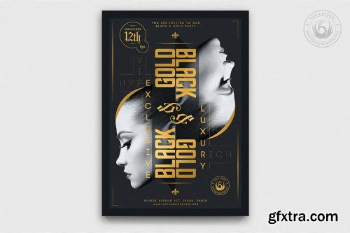 CreativeMarket - Black and Gold Flyer Template V17 4366236