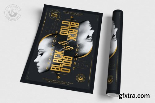 CreativeMarket - Black and Gold Flyer Template V17 4366236