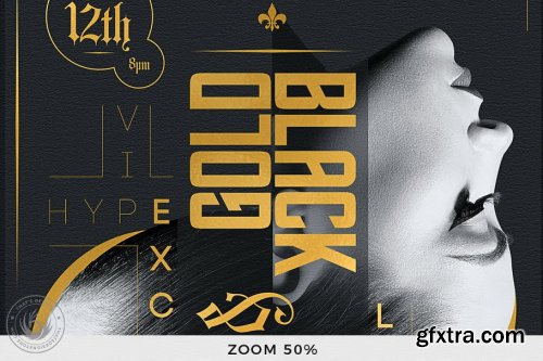 CreativeMarket - Black and Gold Flyer Template V17 4366236