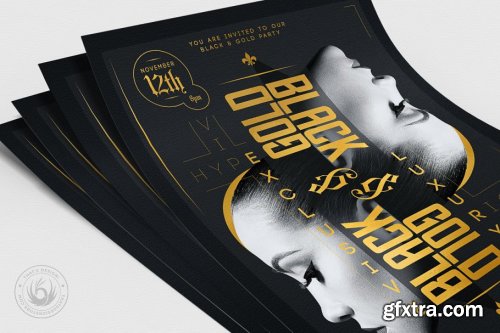 CreativeMarket - Black and Gold Flyer Template V17 4366236