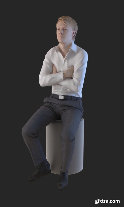 Casual Man Crossing Hands sitting 3d model