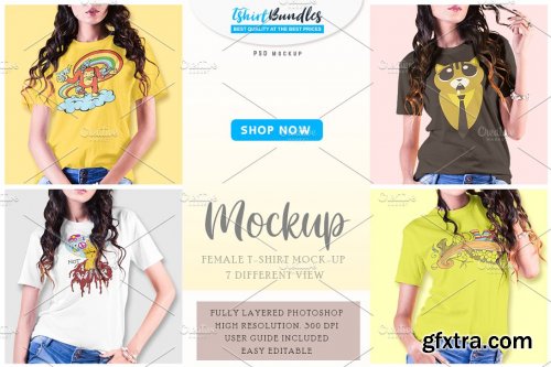 CreativeMarket - Female t-shirt Mockup-V-2-006 4180801