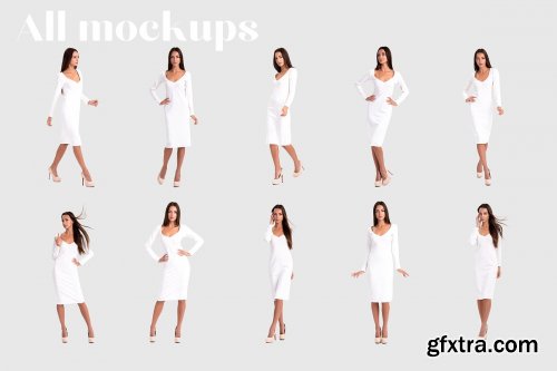 CreativeMarket - Female Basic Dress Mockup Set 4347345