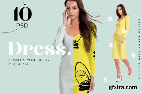 CreativeMarket - Female Basic Dress Mockup Set 4347345