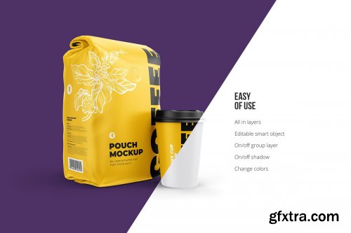 CreativeMarket - Coffee pouch with Cup. Half Side 4233139