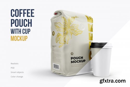 CreativeMarket - Coffee pouch with Cup. Half Side 4233139